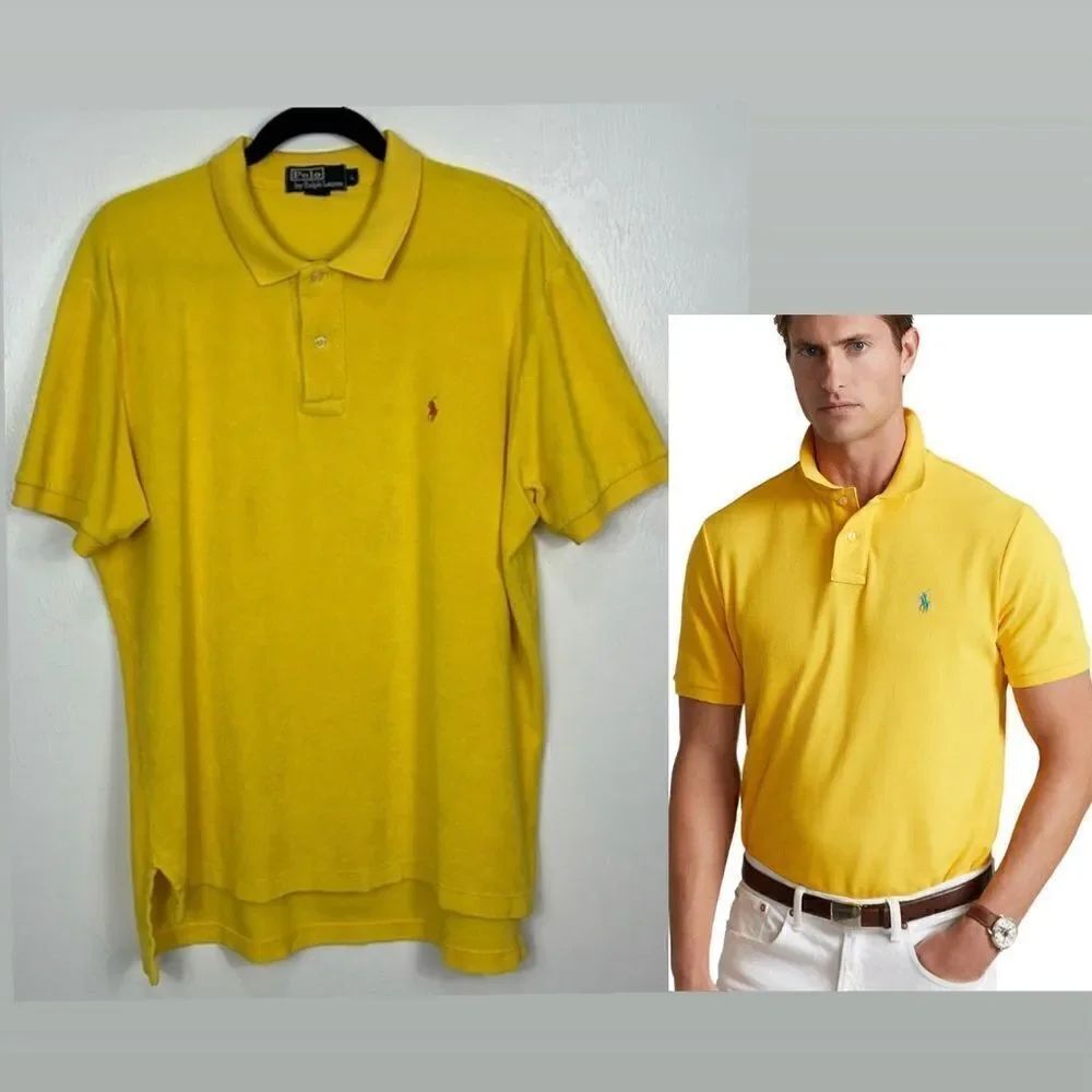 Polo By Ralph Lauren Yellow Cotton Short Sleeve Polo Shirt Size L